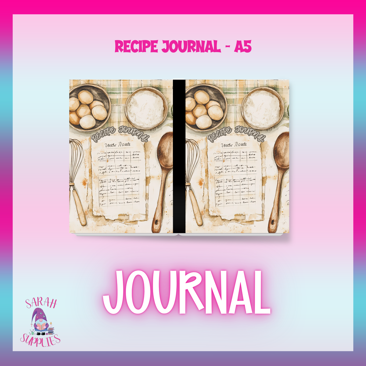 A5 Recipe Sublimation Journal - Refillable - Bookmarked