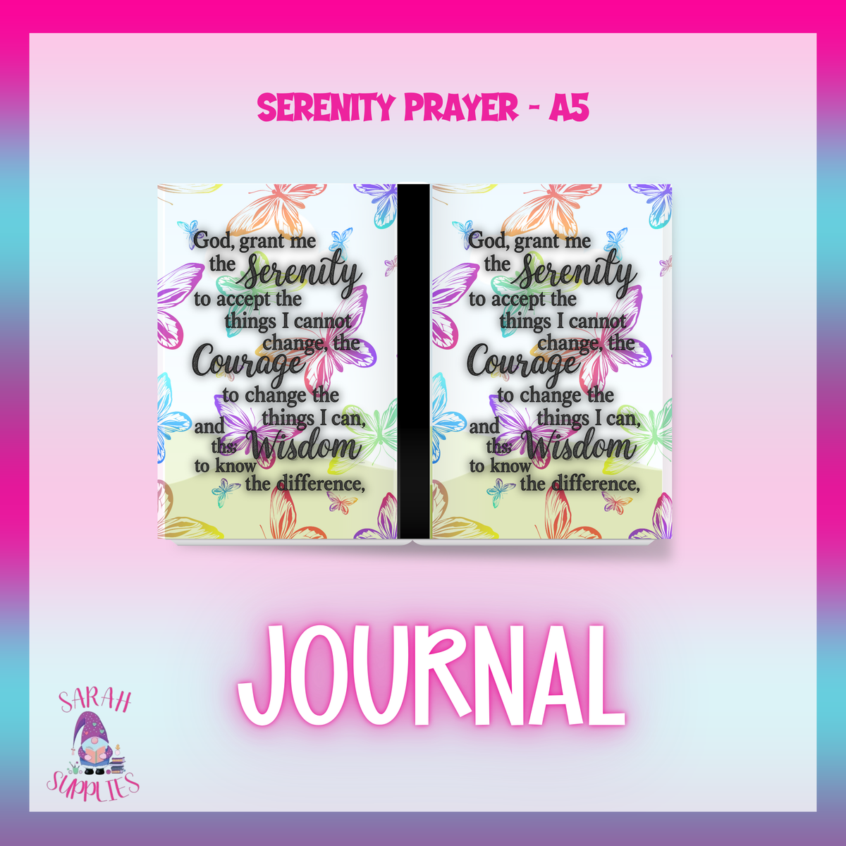 A5 Serenity Prayer  Sublimation Journal - Refillable - Bookmarked