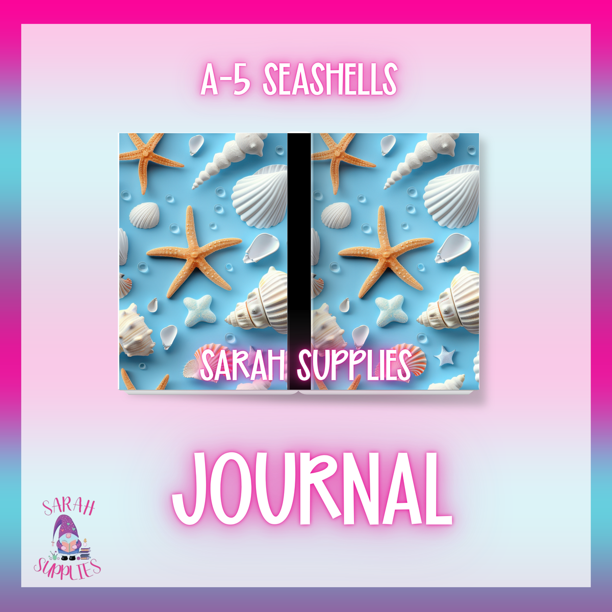 A5 - Seashells Sublimation Journal - Refillable - Bookmarked
