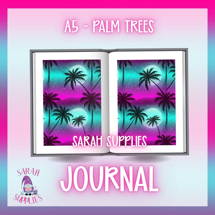 A5 - Palm Trees Sublimation Journal - Refillable - Bookmarked