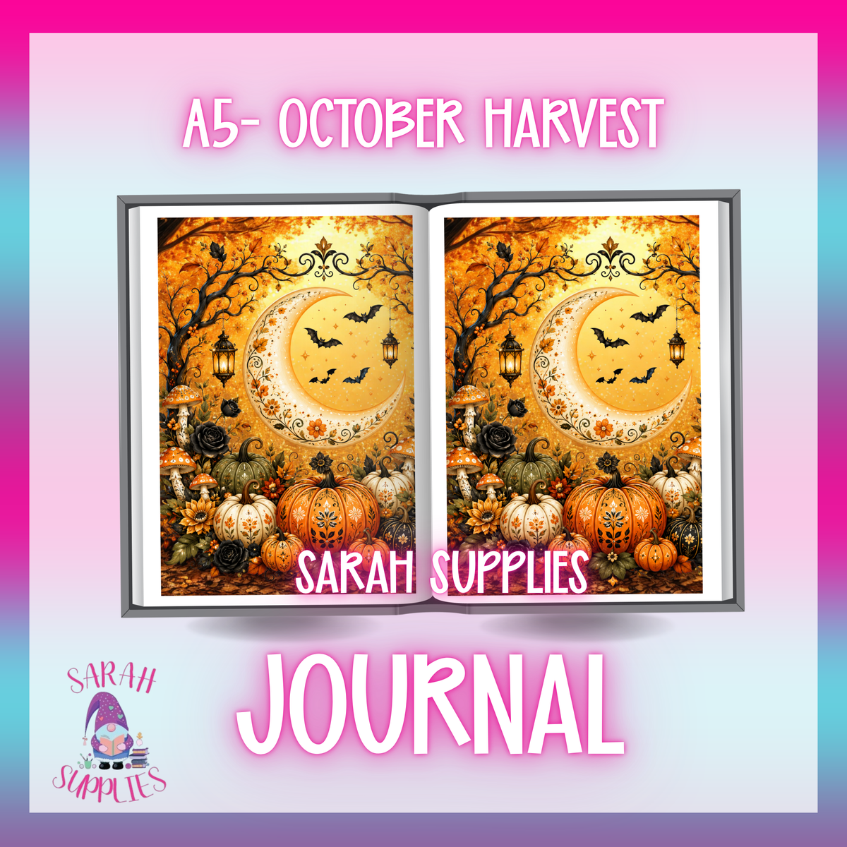 A5 - October Harvest  Sublimation Journal - Refillable - Bookmarked