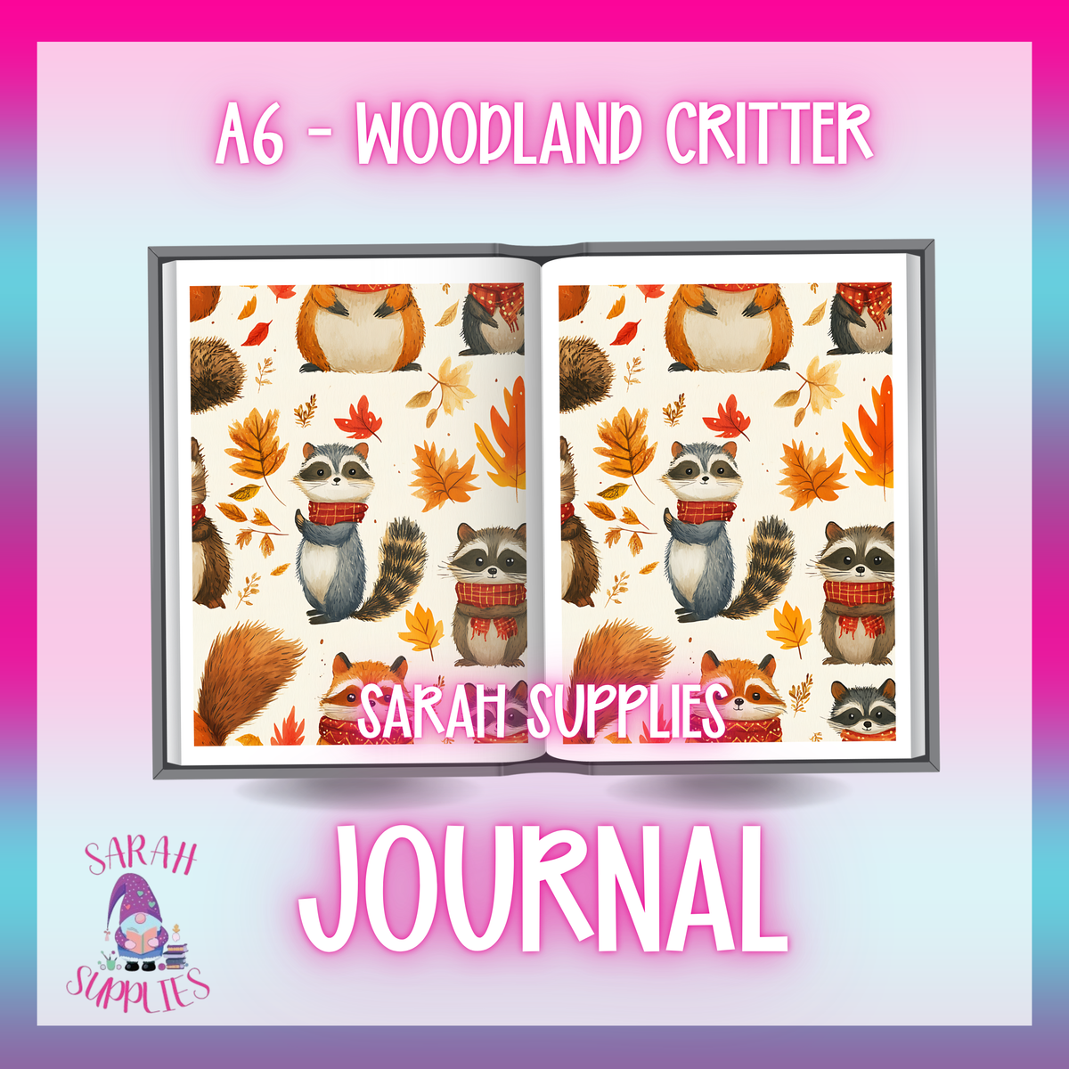 A6 - Woodland Critter -  Sublimation Journal  - Refillable & Bookmarked