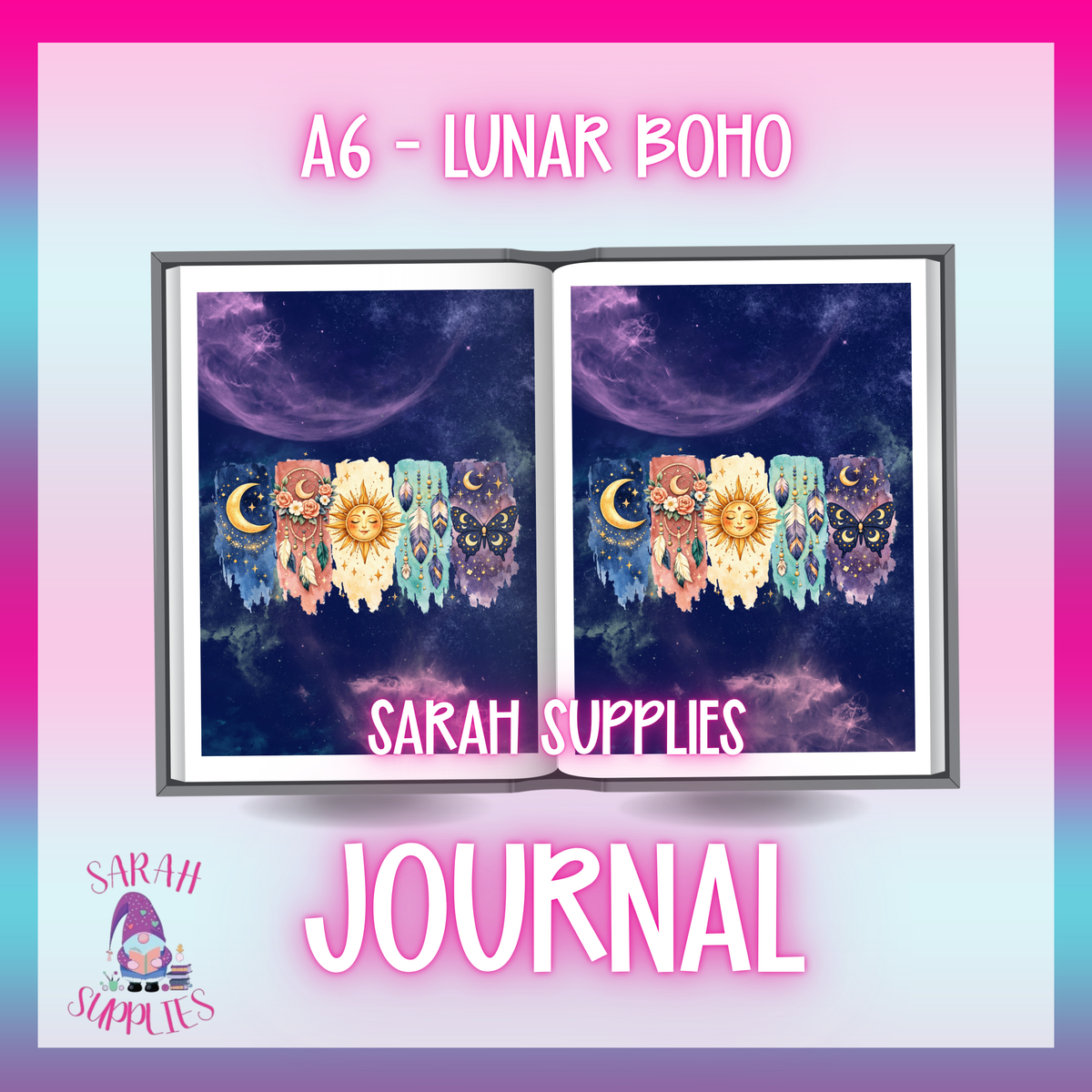 A6 - Lunar Boho  Sublimation Journal  - Refillable & Bookmarked