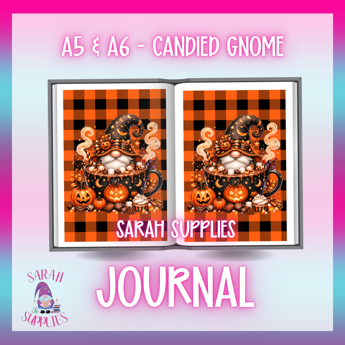 A5 - Candied Gnome Sublimation Journal - Refillable - Bookmarked