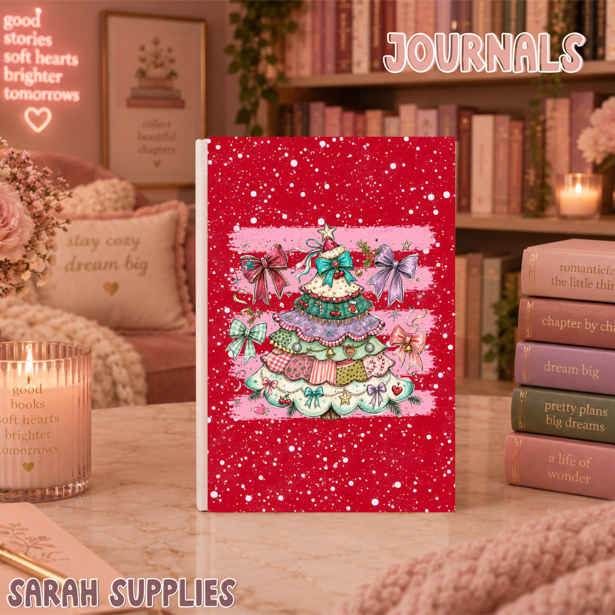 A5 - Christmas Patchwork Tree Sublimation Journal - Refillable - Bookmarked