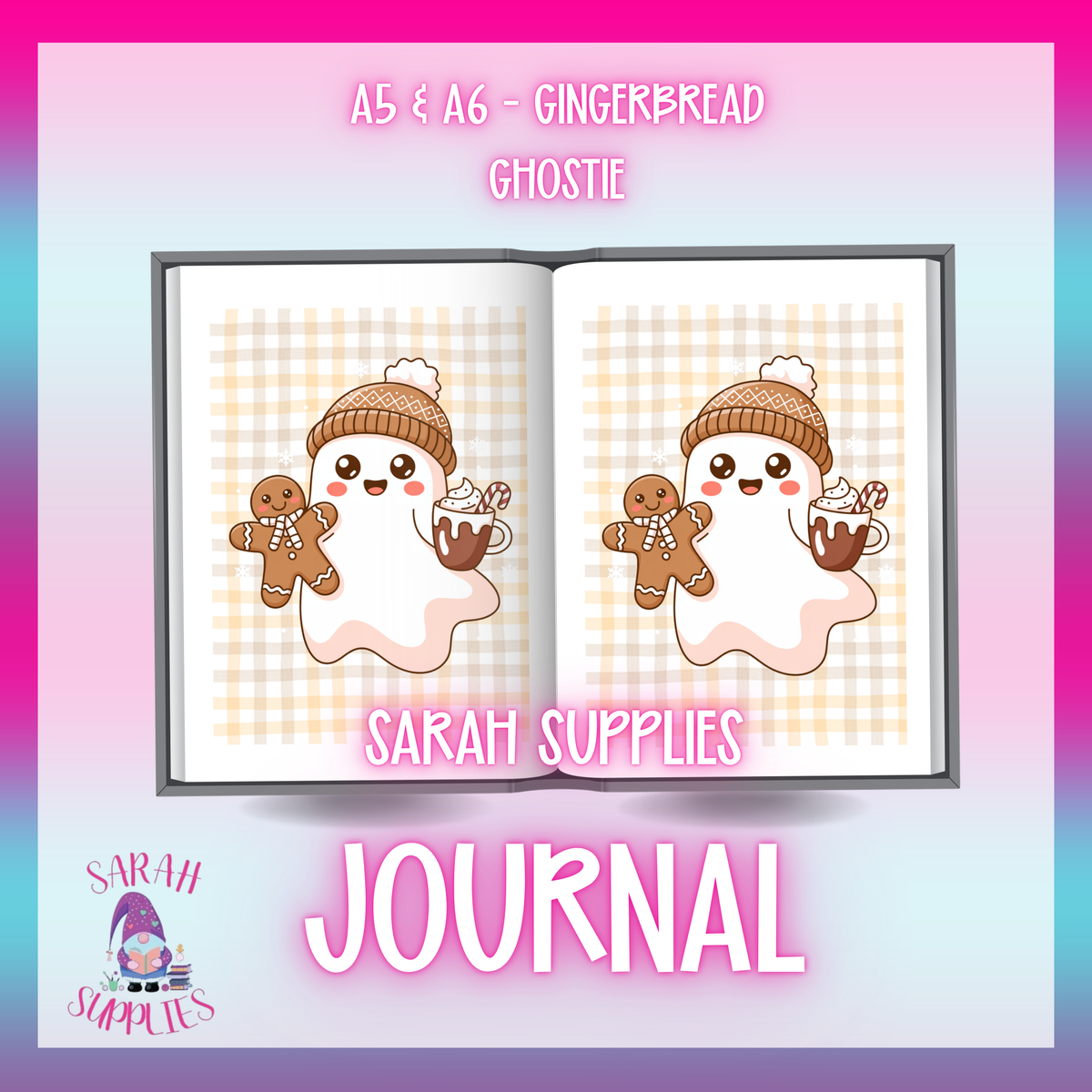 A5 - Gingerbread Ghostie Sublimation Journal - Refillable - Bookmarked