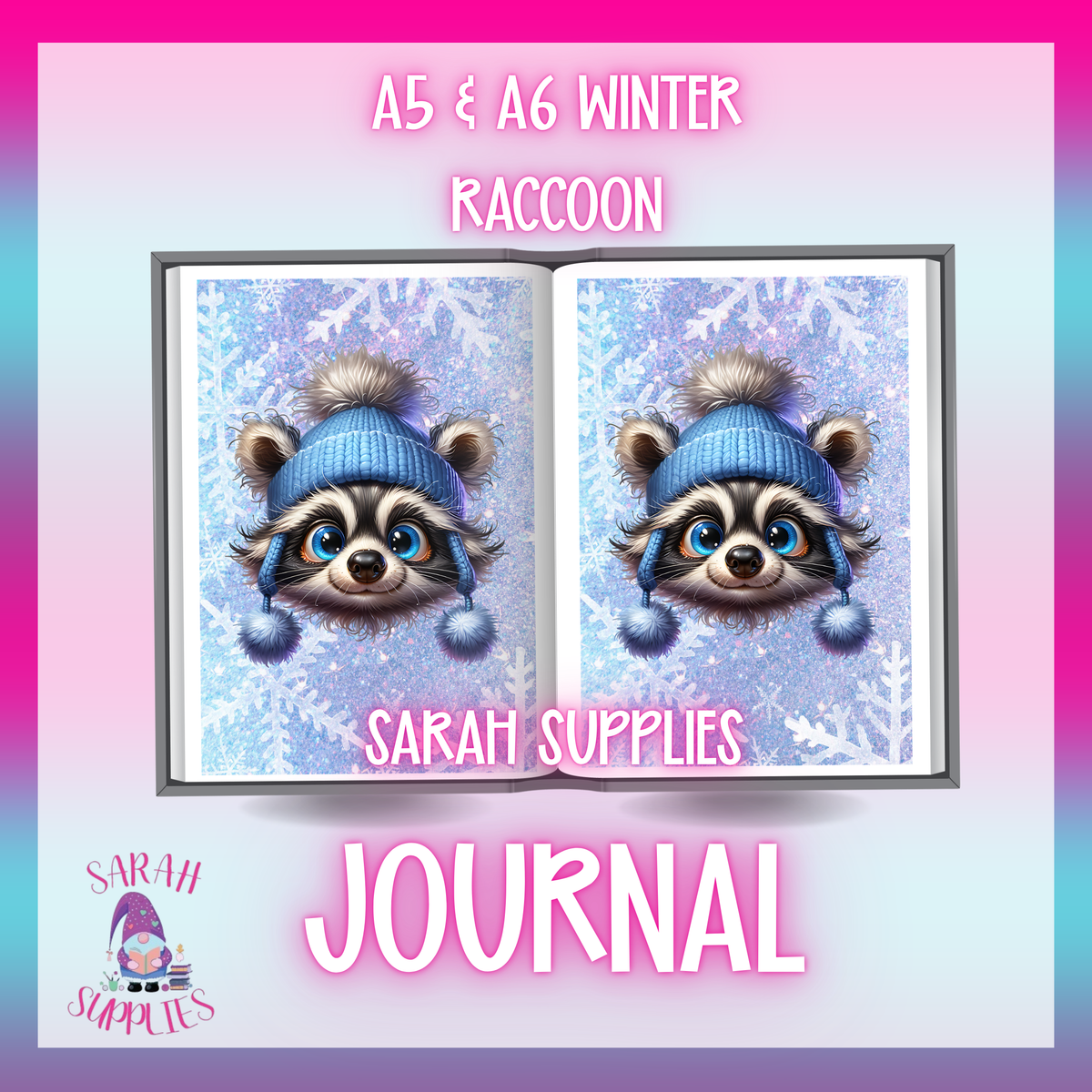 A6 - Winter Raccoon Sublimation Journal  - Refillable & Bookmarked