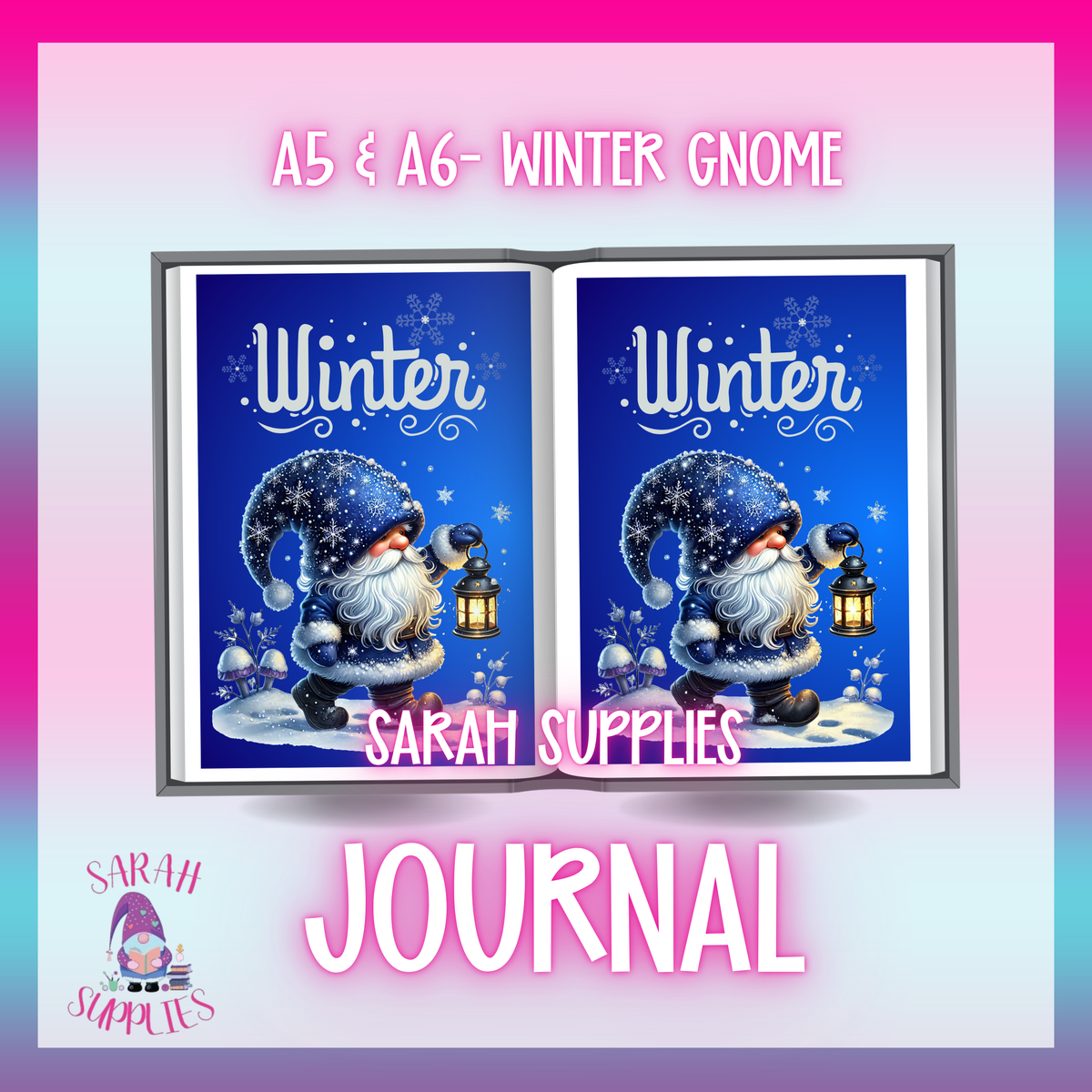A6 - Winter Gnome Sublimation Journal  - Refillable & Bookmarked