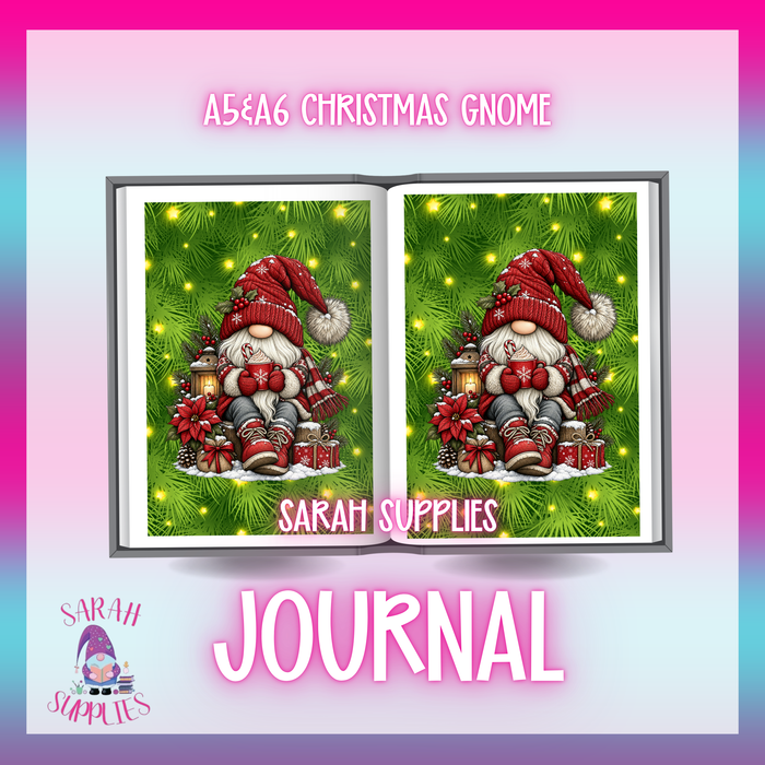 A5 - Christmas Gnome Sublimation Journal - Refillable - Bookmarked
